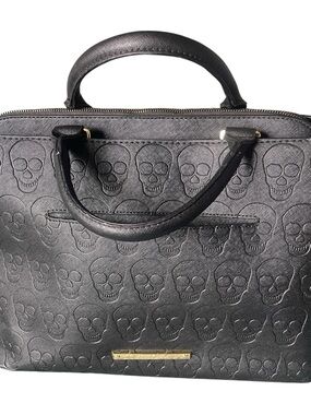 Betsy Johnson Skullicious Black Embossed Skull Satchel Bag Purse